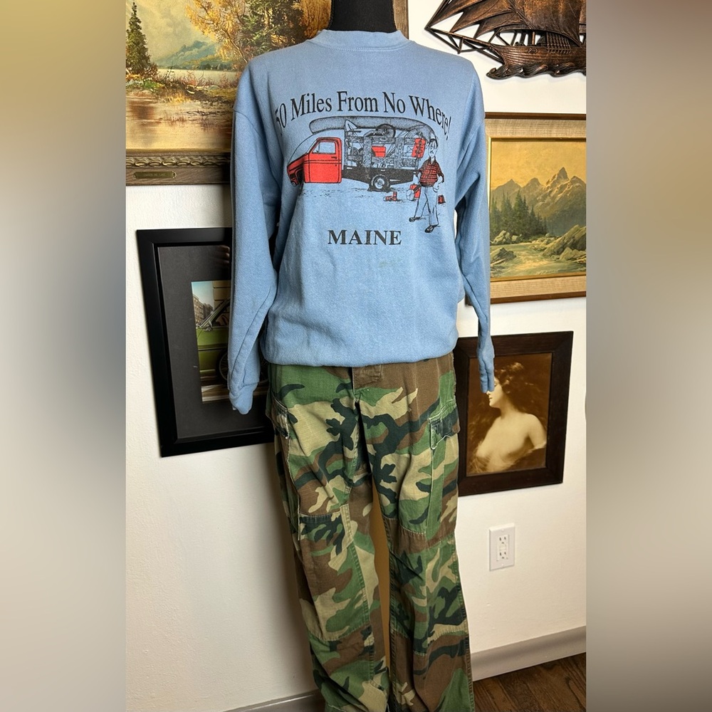 Vintage 80s-90s "50 Miles From Nowhere!" MAINE Crewneck Sweatshirt Size M - Picture 6 of 7
